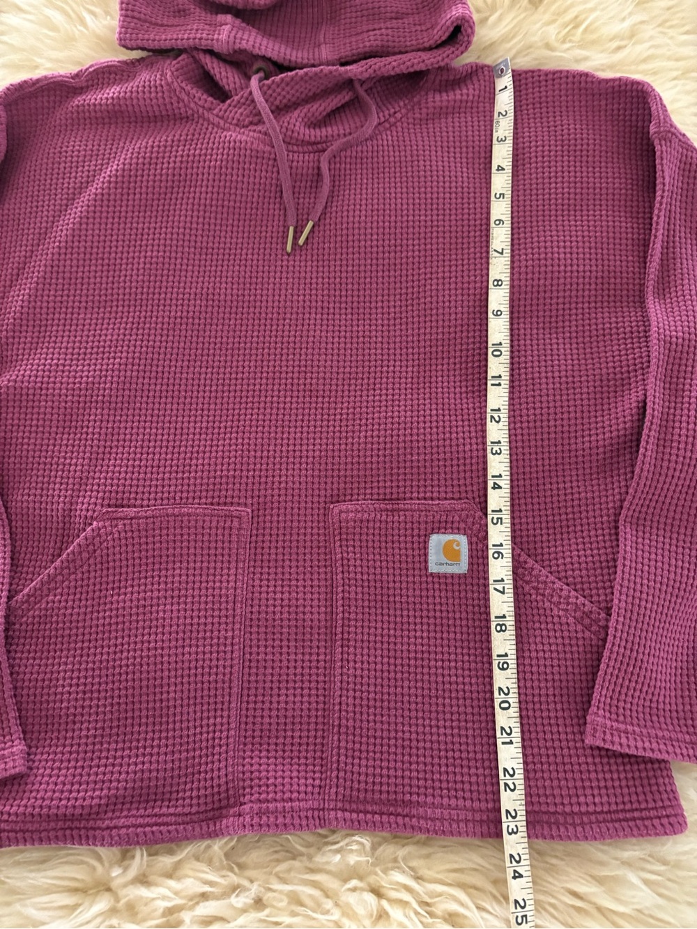 Carhartt Blackberry Waffle Knit Relaxed Fit Pullover Hoodie Sweatshirt - Picture 4 of 6